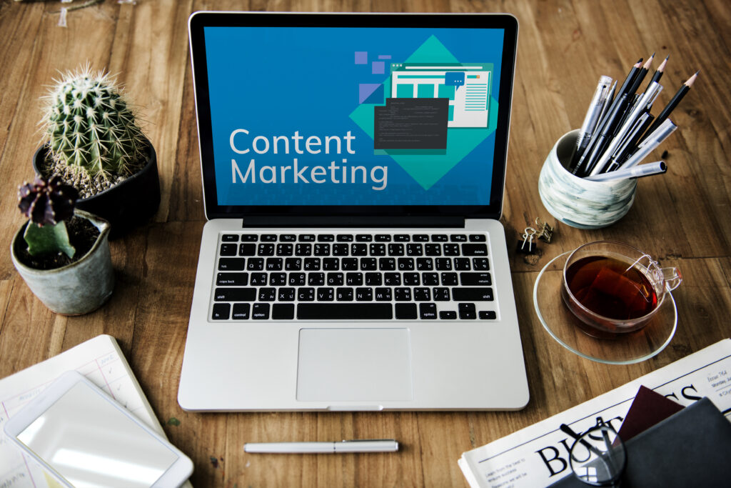 Content marketing process showing content ideas, writing, and audience targeting